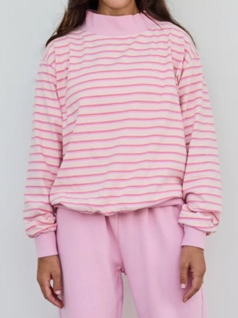 Parke Striped Mockneck Pullover - It's A Girl Stripe Size L/XL NWOT